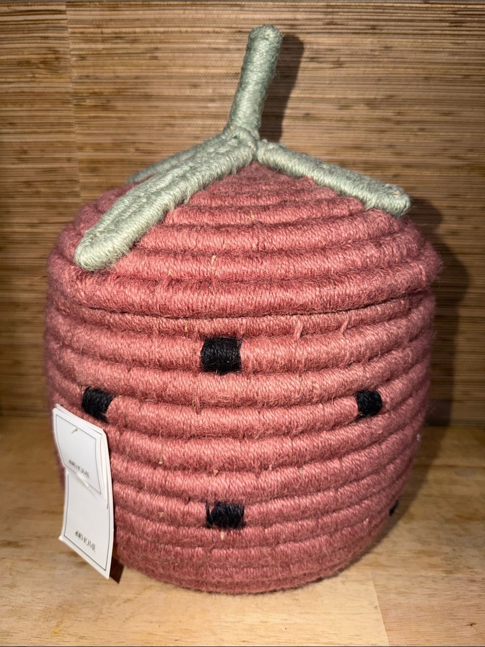 H&M Home strawberry shape decorative handmade jute storage basket with lid
